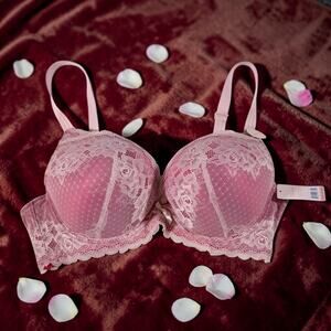 Hush Intimates NWT Women's 40DD Red & Pink Floral Lace Deborah Push Up Bra